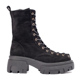 Dámské černé semišové šněrovací dělnice černý