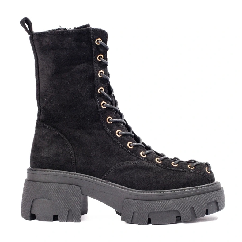 Dámské černé semišové šněrovací dělnice černá