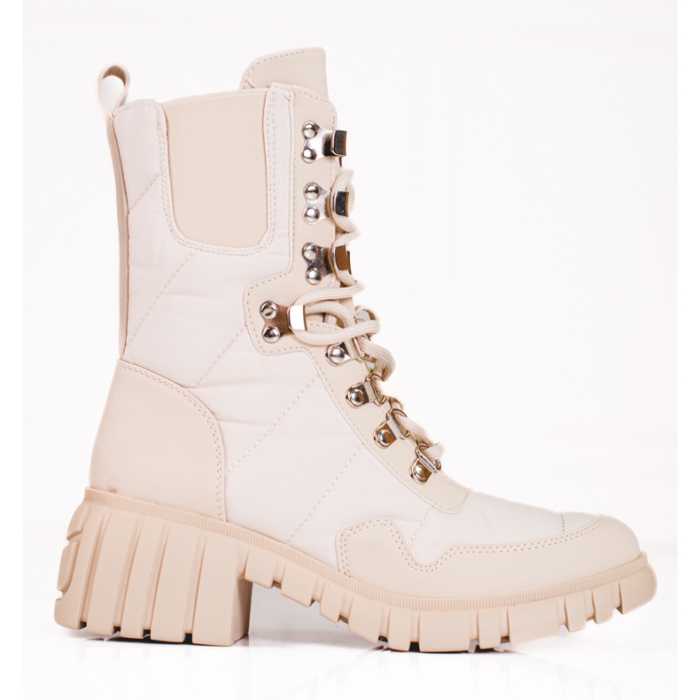 Dámské šněrovací kozačky na platformě Shelovet béžový