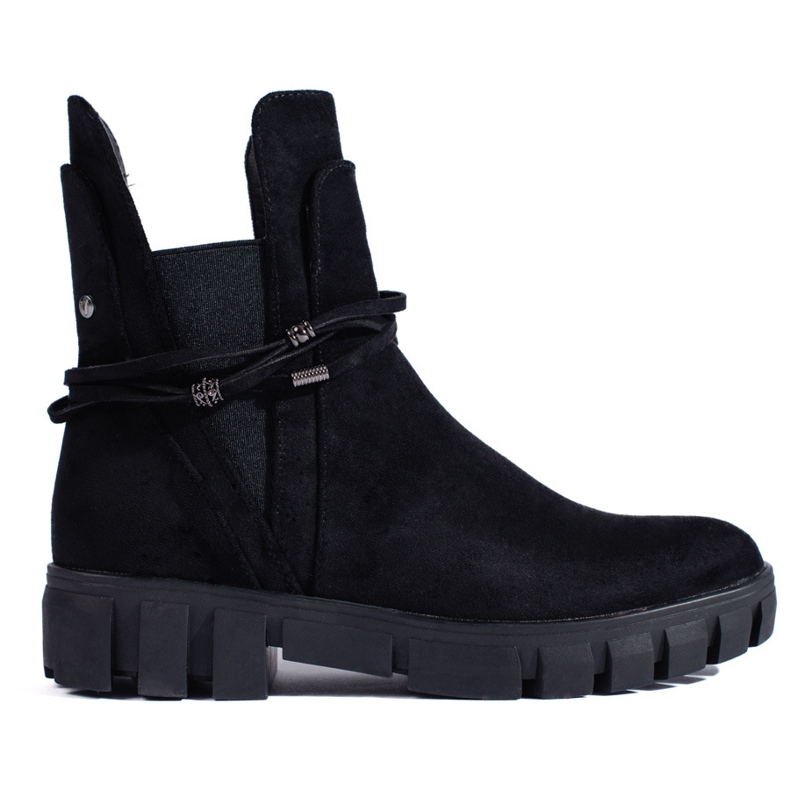 Dámské černé holínky Chelsea na platformě Vinceza z ekologického semiše černá