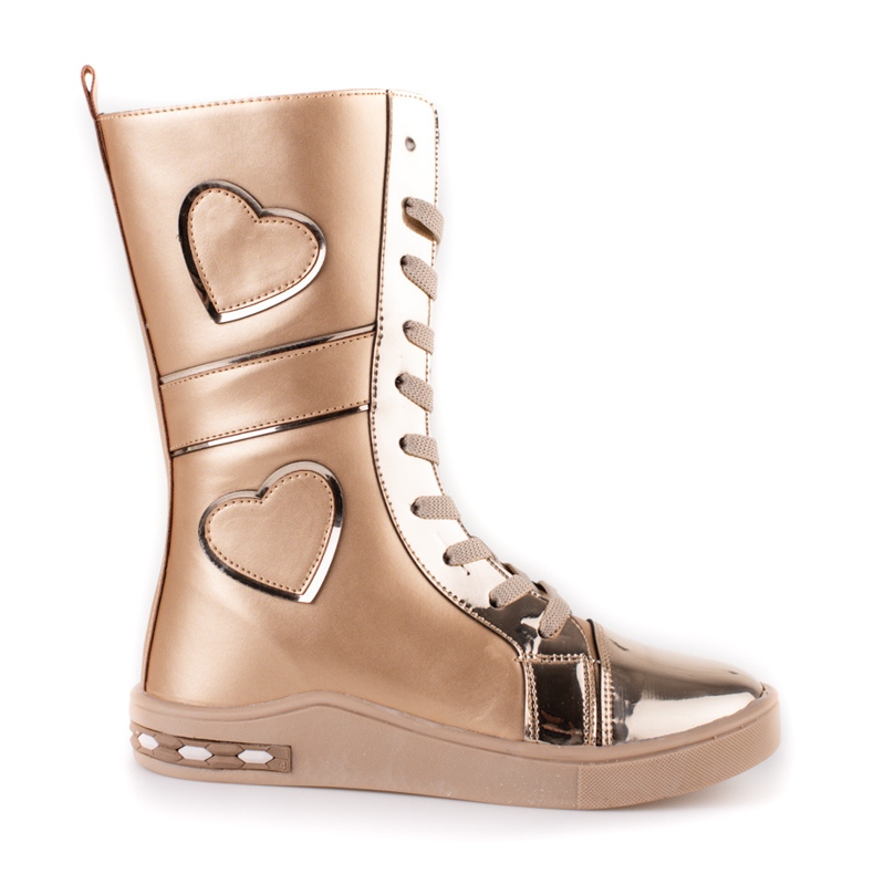 Dívčí kozačky s vysokou stopkou Shelovet golden zlatý