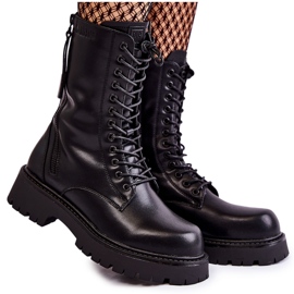 Kožené boty Glany Big Star KK274494 Black černý