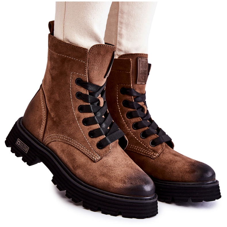 Dámské semišové boty Big Star KK274504 Hnědá hnědý Dámské semišové boty Big Star KK274504 Hnědá hnědý