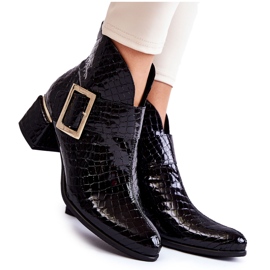 PA2 Kožené kozačky se vzorem krokodýlí zip Black Briana černý