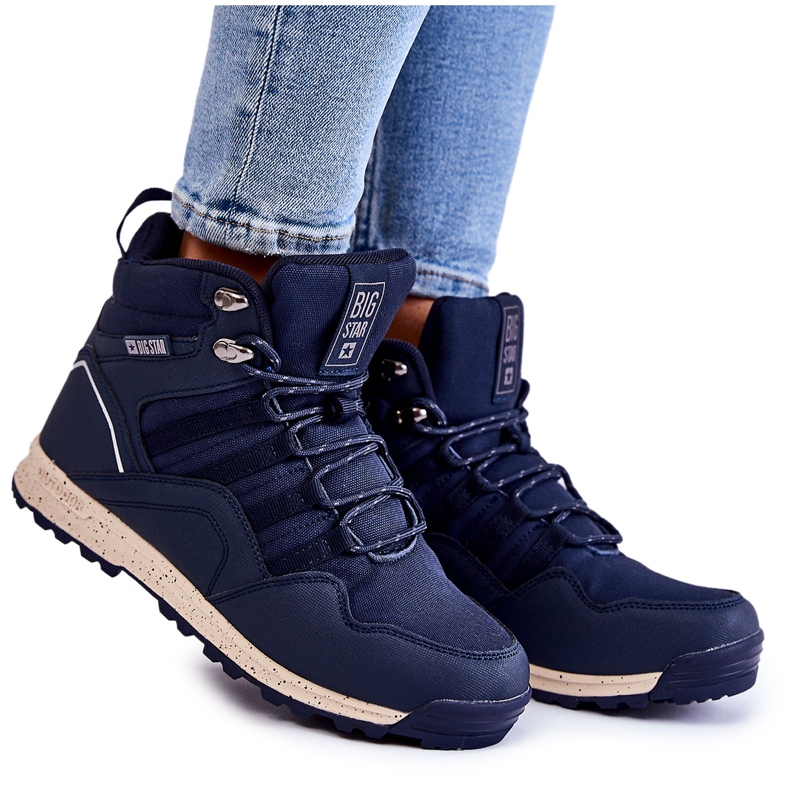 Dámské vysoké trekingové boty Big Star KK274611 Navy Blue modrý Dámské vysoké trekingové boty Big Star KK274611 Navy Blue modrý