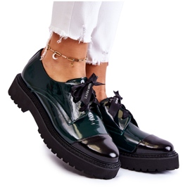 Lakované šněrovací boty Laura Messi 2441 Green zelený