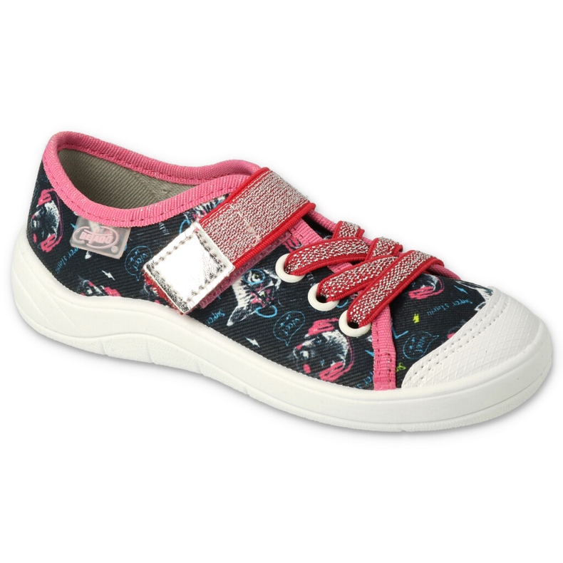 Befado dětské pantofle 351Y003 černá/růžová s aplikacemi