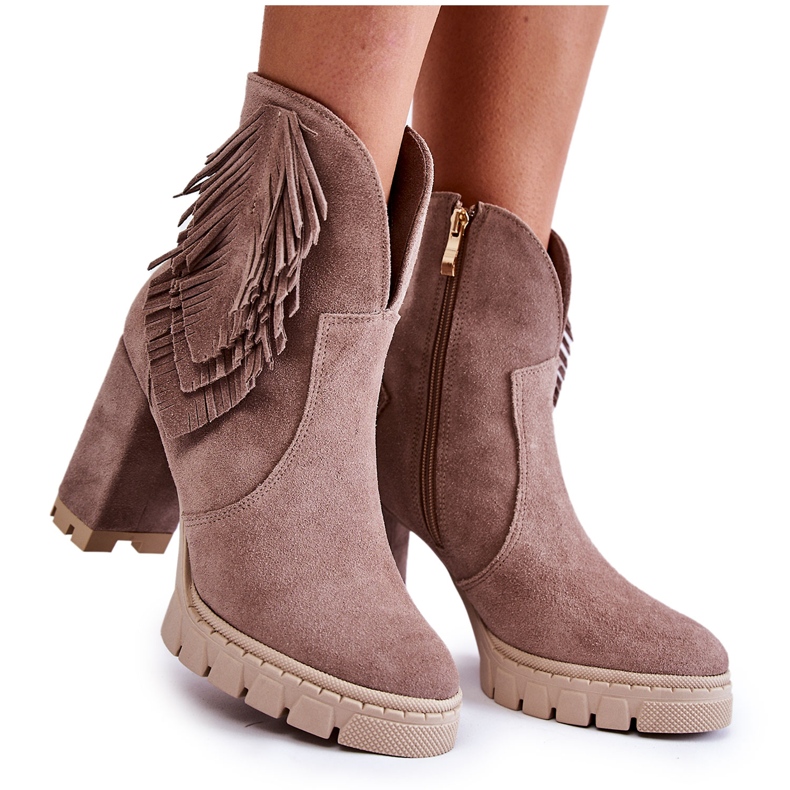 Lewski Shoes Semišové boty na platformě Lewski Boty 3251 Cappucino hnědý