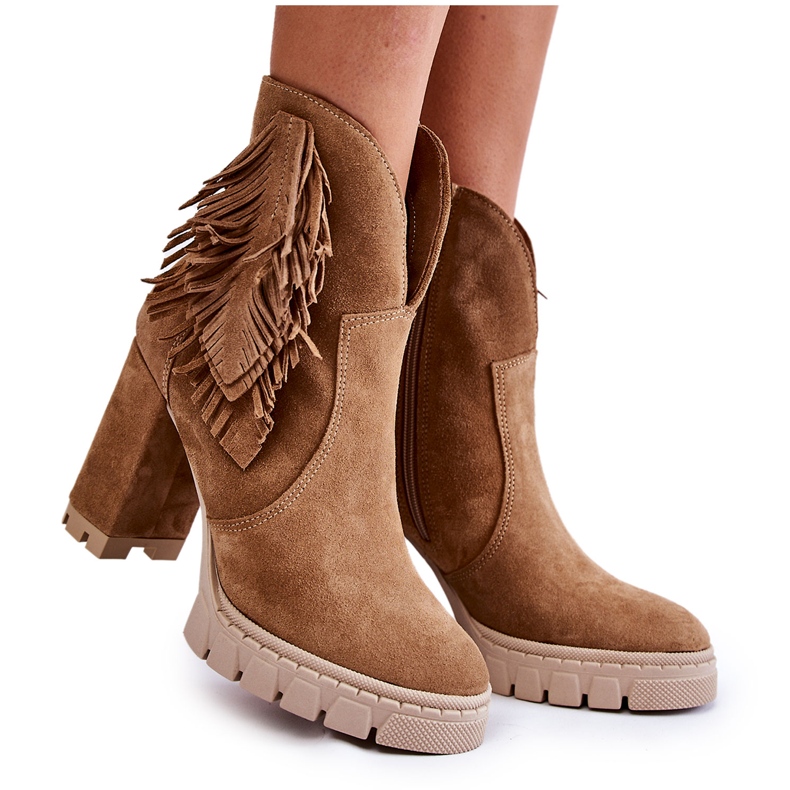 Lewski Shoes Semišové boty na platformě Lewski Boty 3251 Béžová hnědý