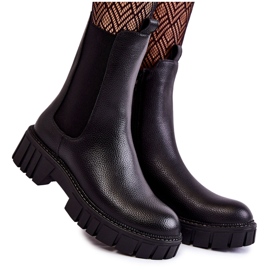 Sergio Leone Kožené Dámské Kozačky Na Černé Platformě Bente černá