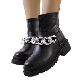 Černé kozačky na vysoké podrážce Alide černý