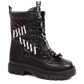 Dámské šněrovací sněhule s černou platformou Vinceza černý