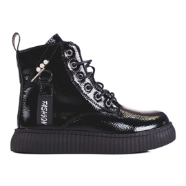 Lakované dívčí kozačky na platformě Shelovet černá