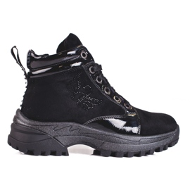 Černé dívčí kozačky se silnou podrážkou černý