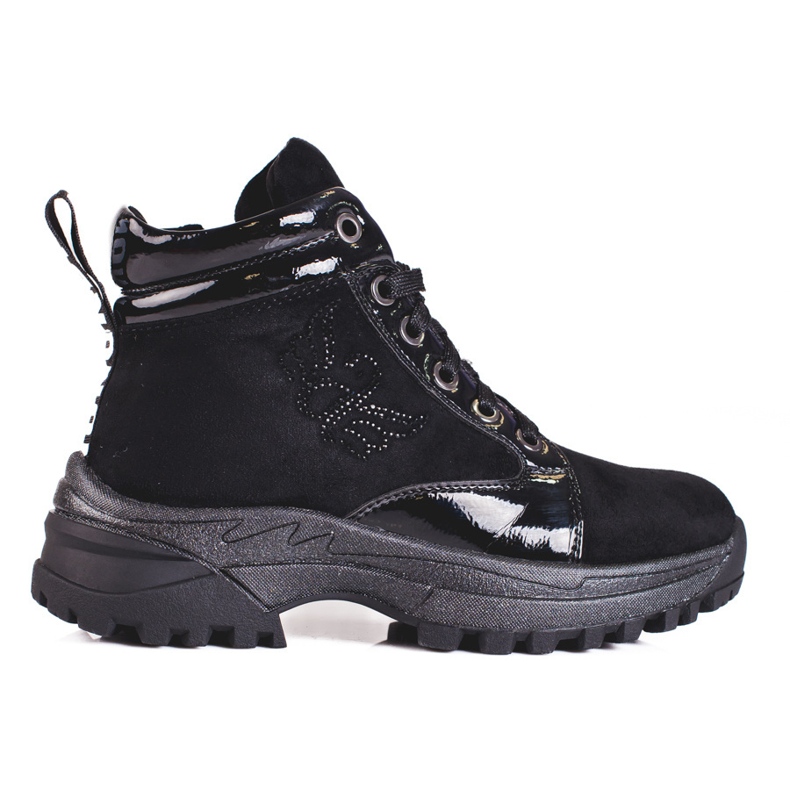 Černé dívčí kozačky se silnou podrážkou černá