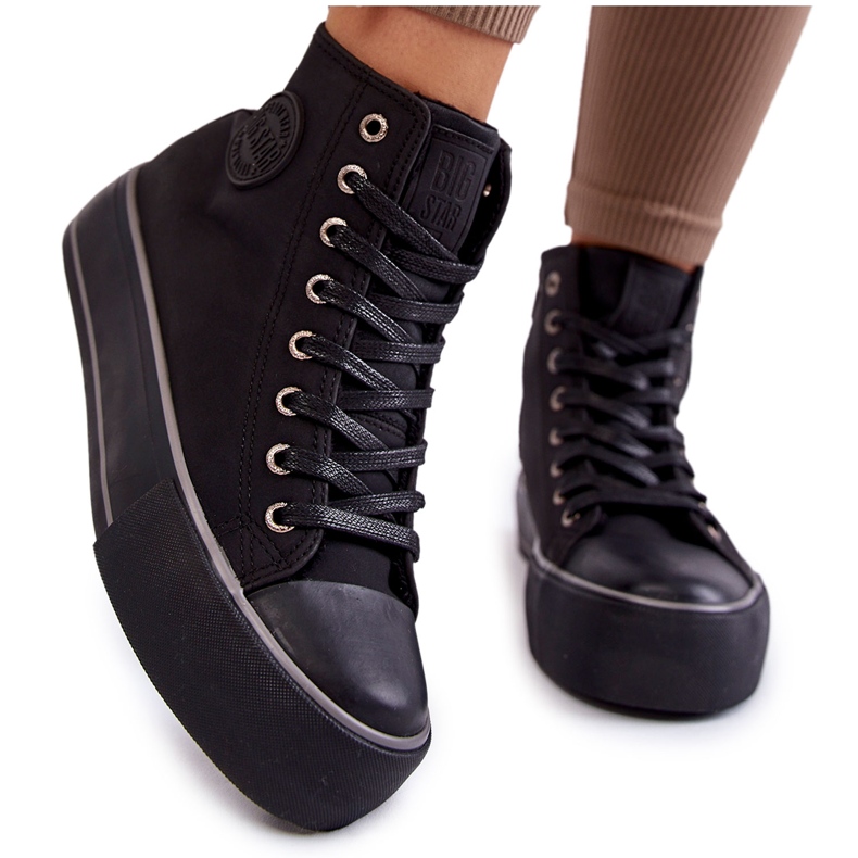 Dámské vysoké zateplené tenisky Big Star KK274173 Černé černá