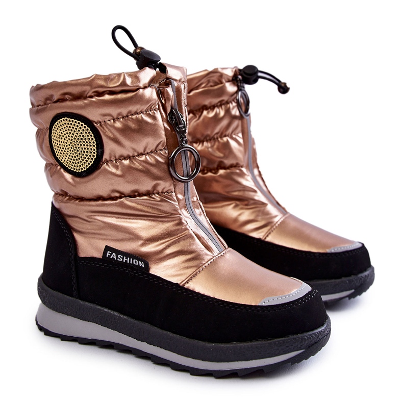 Vysoké boty do sněhu zateplené zlatou vlnou černá