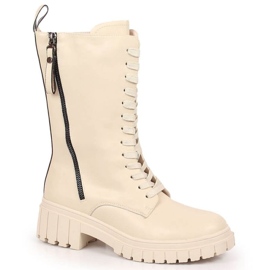 Kožené zateplené holínky Artiker W HBH38B béžový Kožené zateplené holínky Artiker W HBH38B béžový