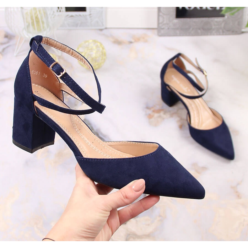 T.Sokolski Dámské semišové lodičky na špičatém podpatku, tmavě modrá modrý