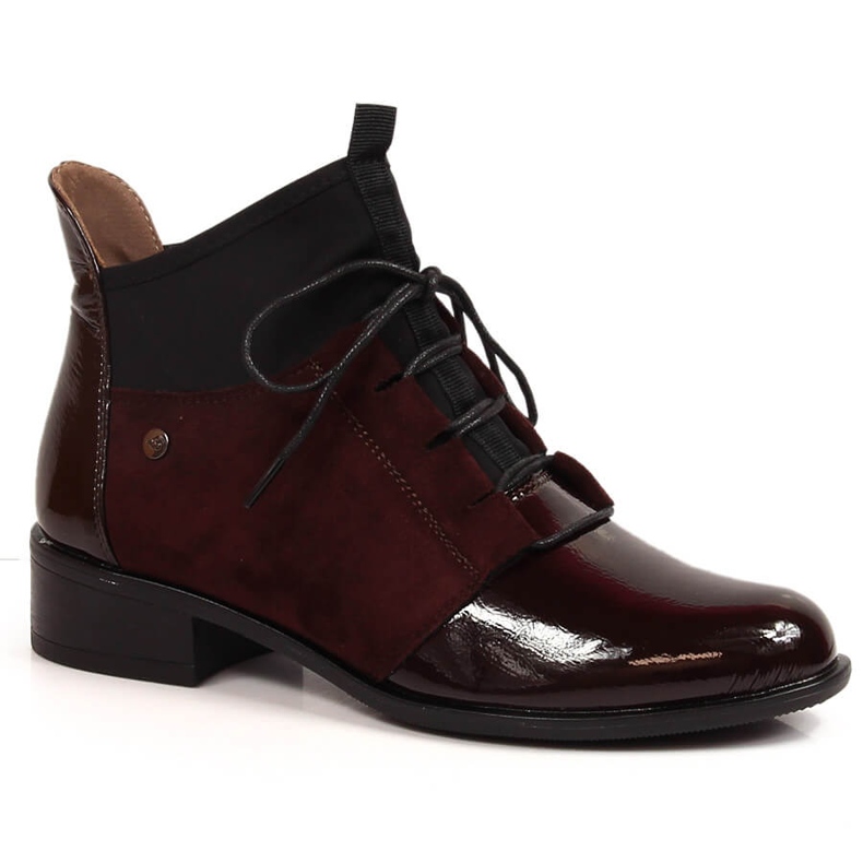 Dámské kaštanové boty Jezzi na plochém podpatku bordó červené Dámské kaštanové boty Jezzi na plochém podpatku bordó červené