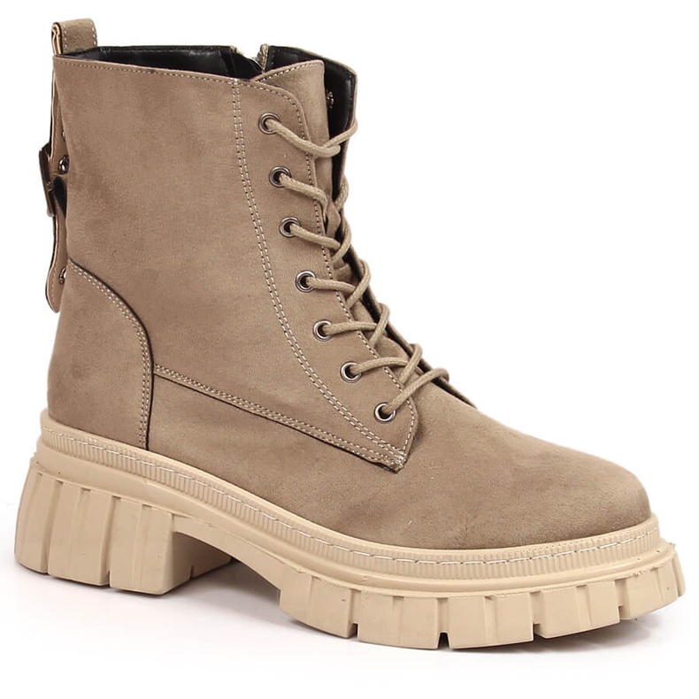 Dámské semišové dělnice na béžové polstrované platformě od T.Sokolski béžový