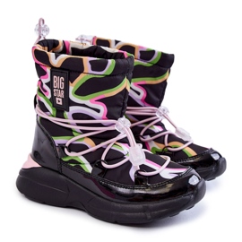 Dětské sněhule W Print Big Star KK374099 Černo-růžová černá
