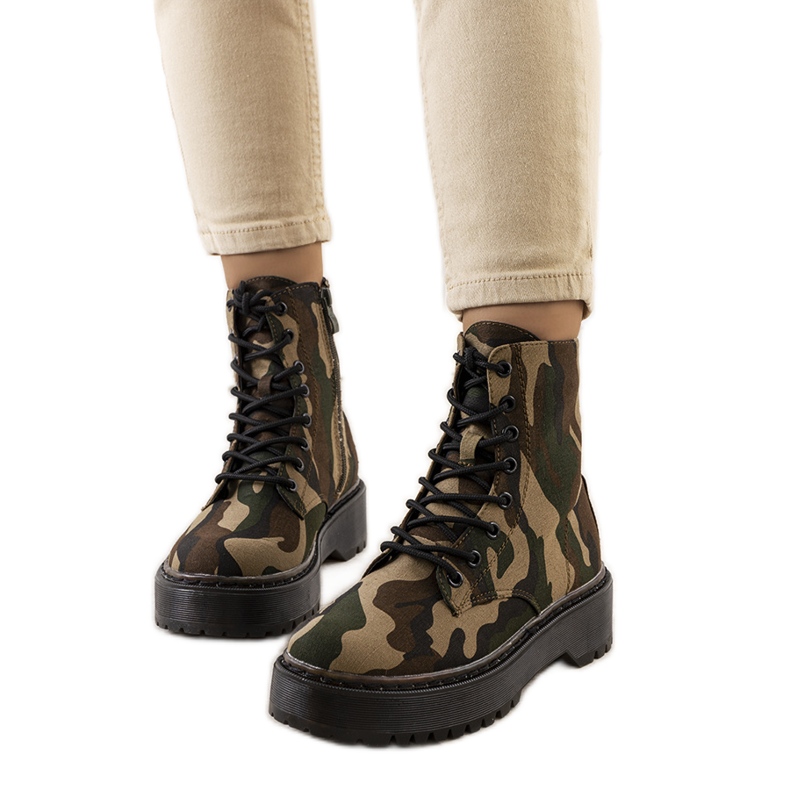 PA1 Lanita zelené vojenské trapery hnědý zelená