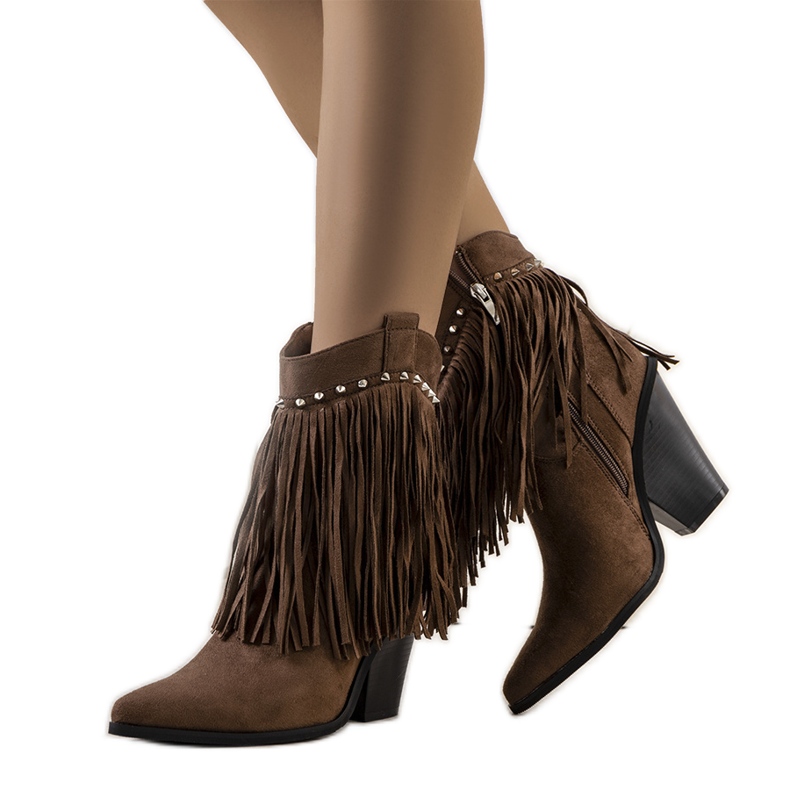 PA1 Hnědé kovbojské boty s třásněmi Zanco hnědý PA1 Hnědé kovbojské boty s třásněmi Zanco hnědý