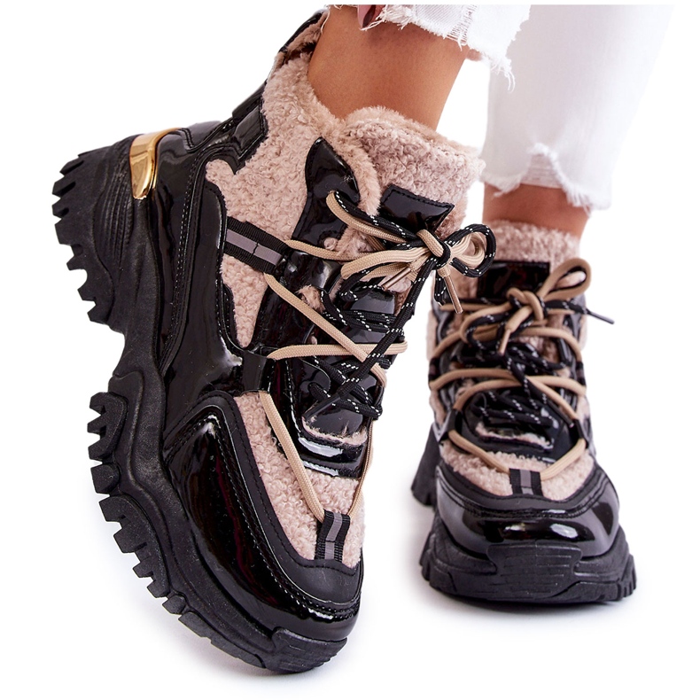 PM1 Dámské sportovní zateplené boty černá a béžová Edora béžový PM1 Dámské sportovní zateplené boty černá a béžová Edora béžový