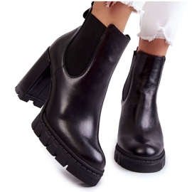 Kožené Boty Hladké Na Baru Black Eldey černý