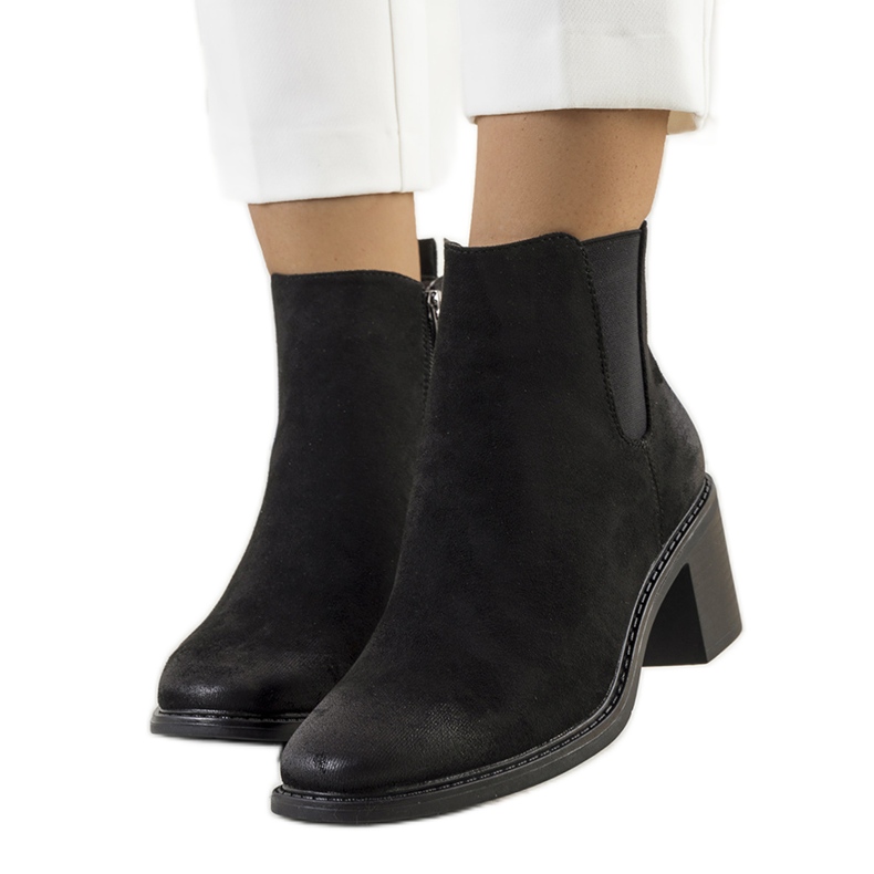 PA1 Černé kozačky Luiza na vysokém podpatku černá