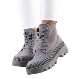 PA1 Šedé eko semišové tenisky Devost šedá