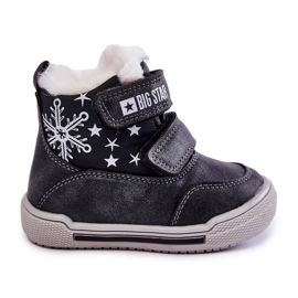 Dětské zateplené kozačky na suchý zip Big Star KK374191 Černá černý