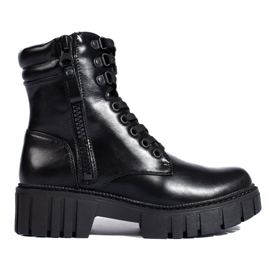 Dámské černé kalhoty na platformě černý