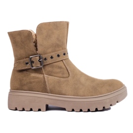 Béžové dámské kotníkové boty vyrobené z ekologického semiše béžový Béžové dámské kotníkové boty vyrobené z ekologického semiše béžový