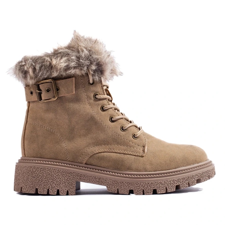 Dámské turistické boty s kožíškem béžový