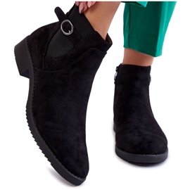 PJ1 Dámské teplé semišové kozačky Jodhpur Black Janette černý