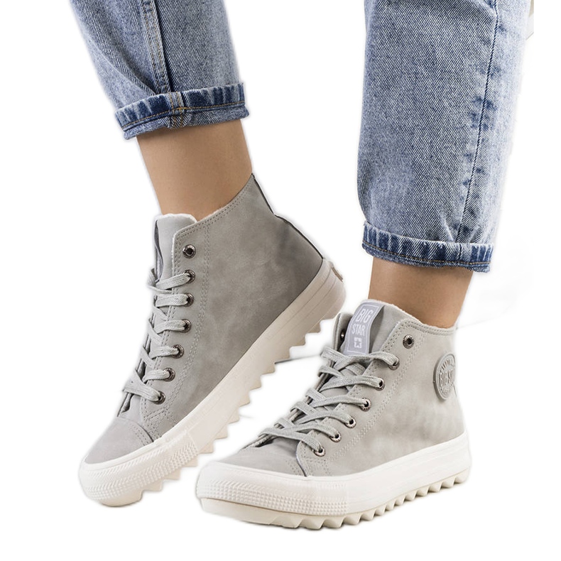 Šedé zateplené tenisky Big Star EE274114 šedá