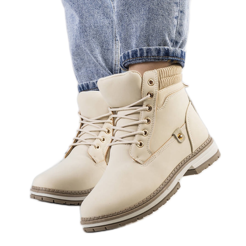 Béžové dámské turistické boty Enines béžový