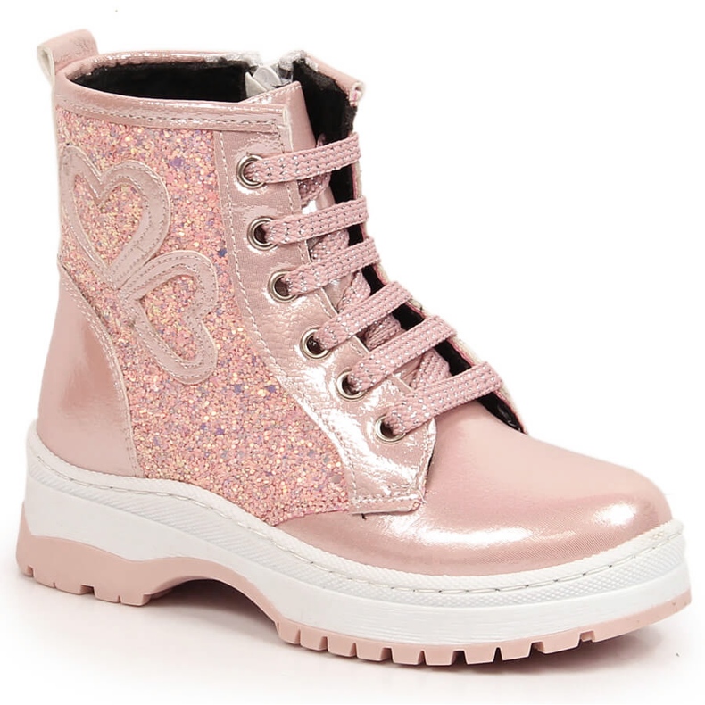 Dívčí kozačky, lakované zateplené růžové Potocki růžový