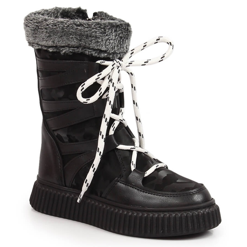 Černé dívčí boty Potocki s kožíškem černá