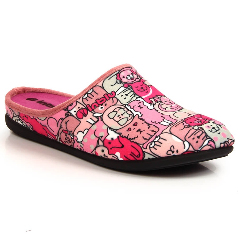 Pohodlné dámské pantofle s vyjímatelnou vsadkou, růžové Inblu růžový šedá