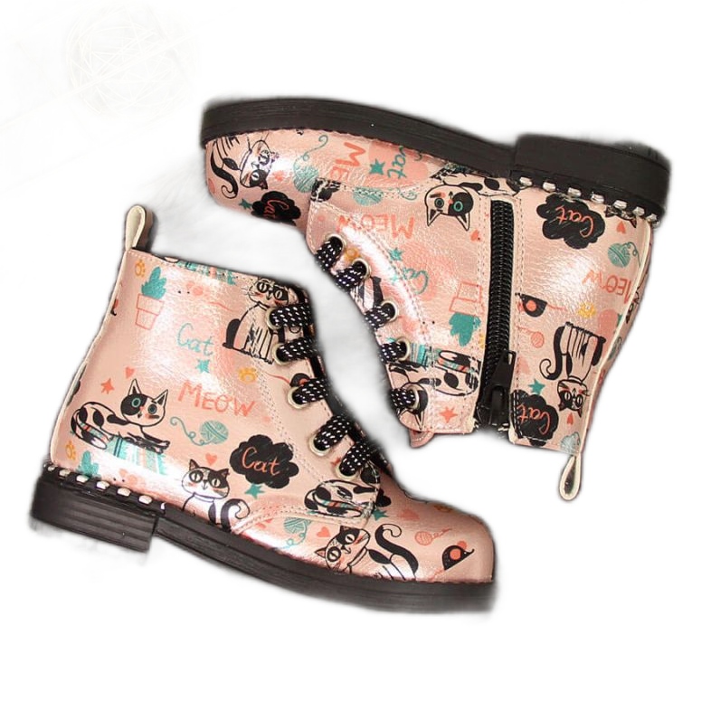 Nautilus Kozačky podzimní kozačky Navy Dot Jr WOL6B růžový