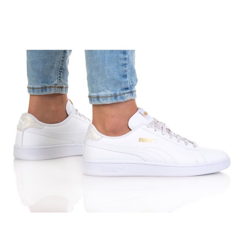 Puma Smash V2 Metallics Jr 386197 01 bílý