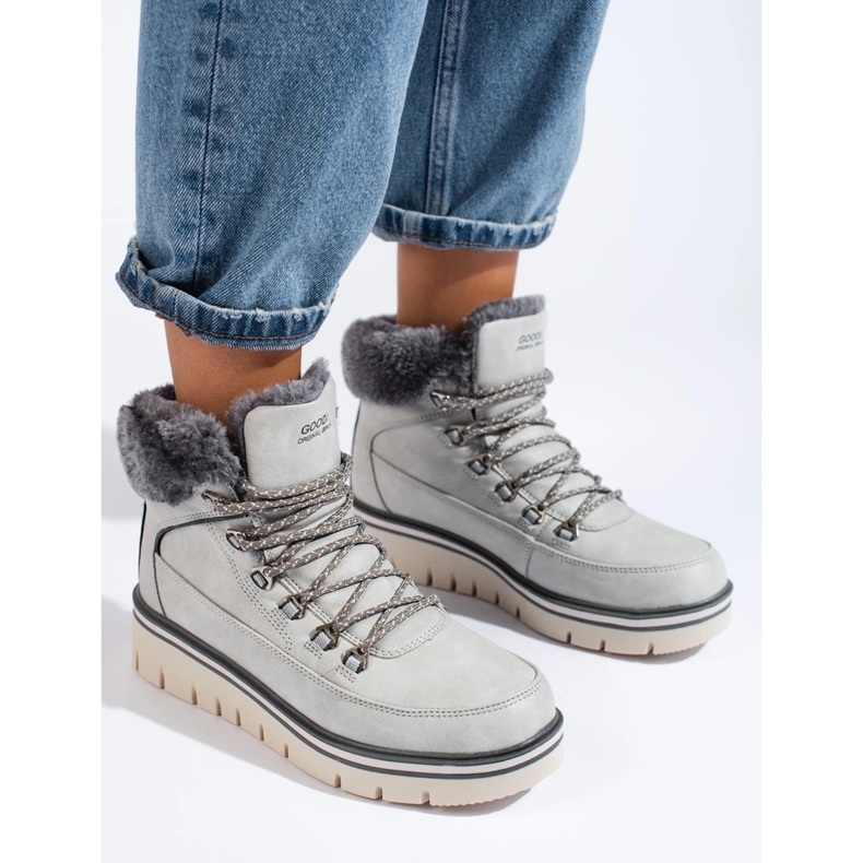 Dámské trapery na platformě šedá