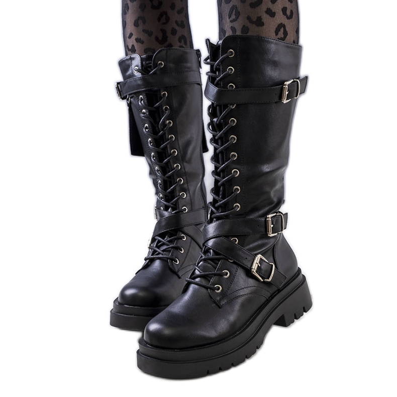 PA1 Černé kozačky se sáčkem od Himes černá