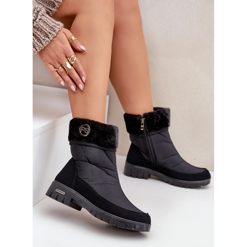Dámské módní zateplené boty do sněhu Progress PROGJ-21-13 Black černá