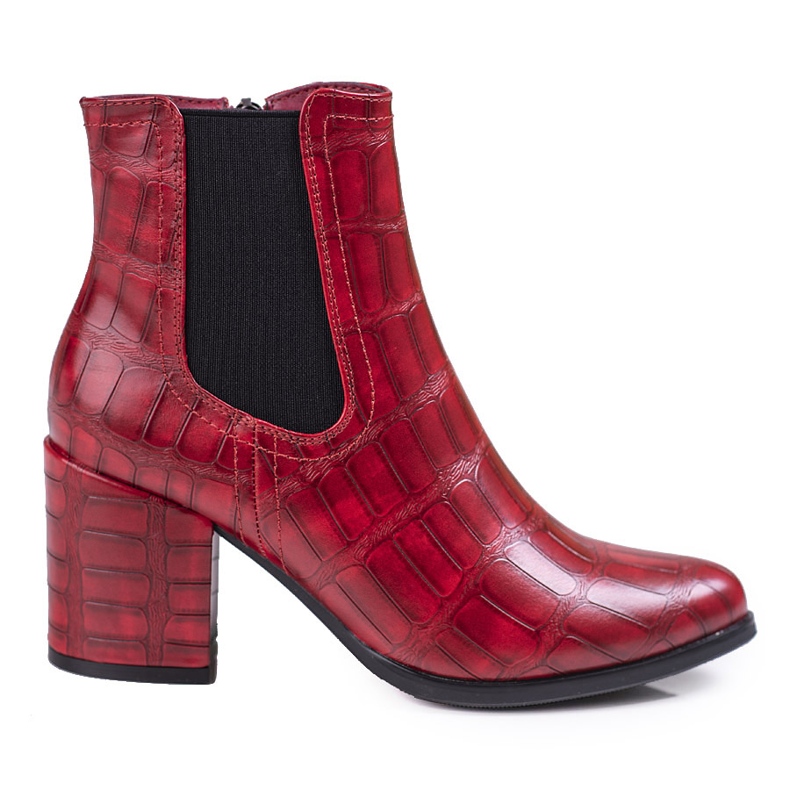 Červené boty Jodhpur na sloupku Shelovet se vzorem