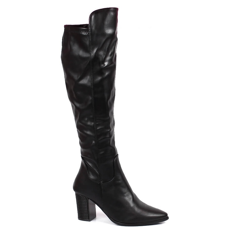 Černé dámské teplé kozačky Filippo na ozdobném sloupku černá