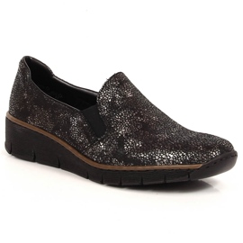 Pohodlné dámské slip on boty s gumičkami Rieker 53766-00 černý